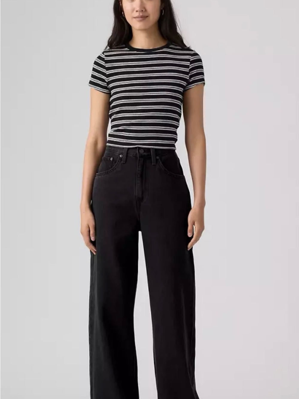 Levi's Black High-Rise Cinch Waist Wide Leg Jeans